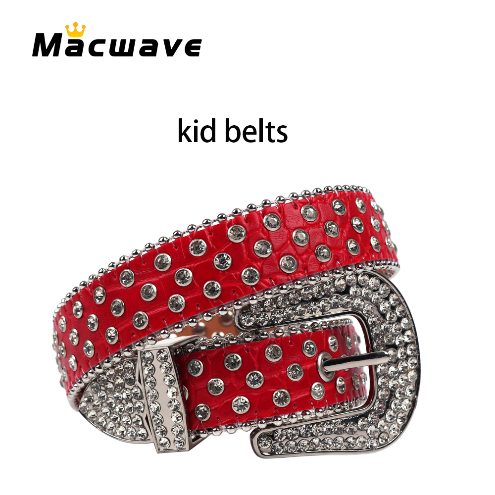 2023 Children Belts For Boys Girls Waist Strap Waistband Kids Rhinestones Belt Crystal Studded Diamond Leather For Jeans Dress
