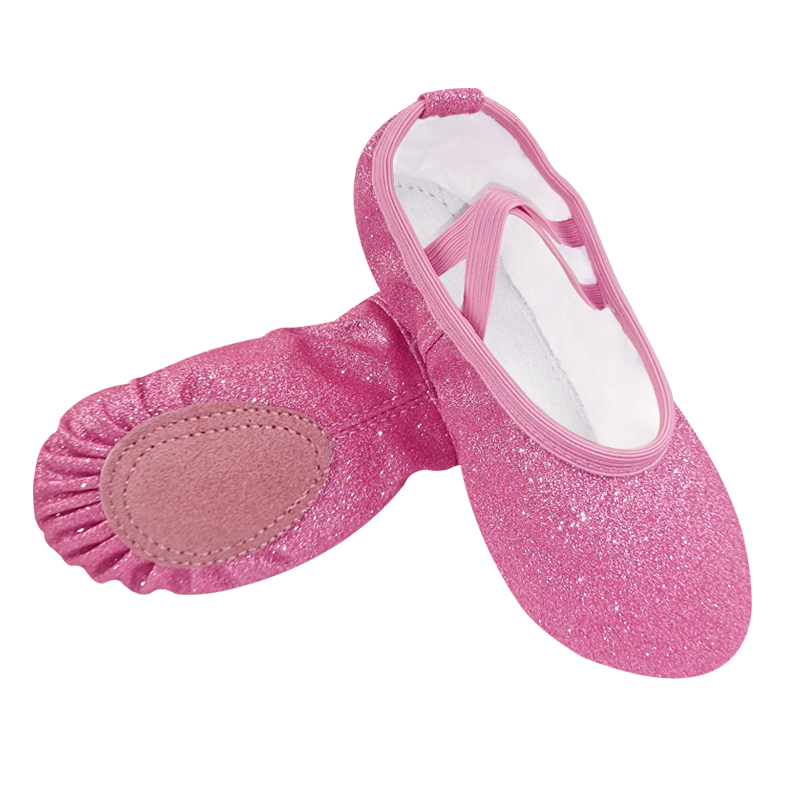 Girls Ballet Shoes Glitter Pink Flat Ballet Dancing Slippers Dance Shoes For Adult Women Kids Children