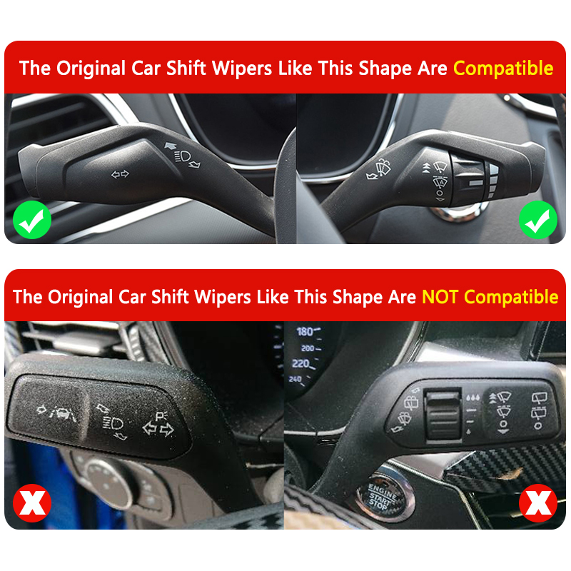 QHCP Car Wiper Shift Cover Steering Wheel Shift Lever Rod Decorative Sticker Trim For Ford Mustang 15-20 Mondeo Taurus Edge Kuga