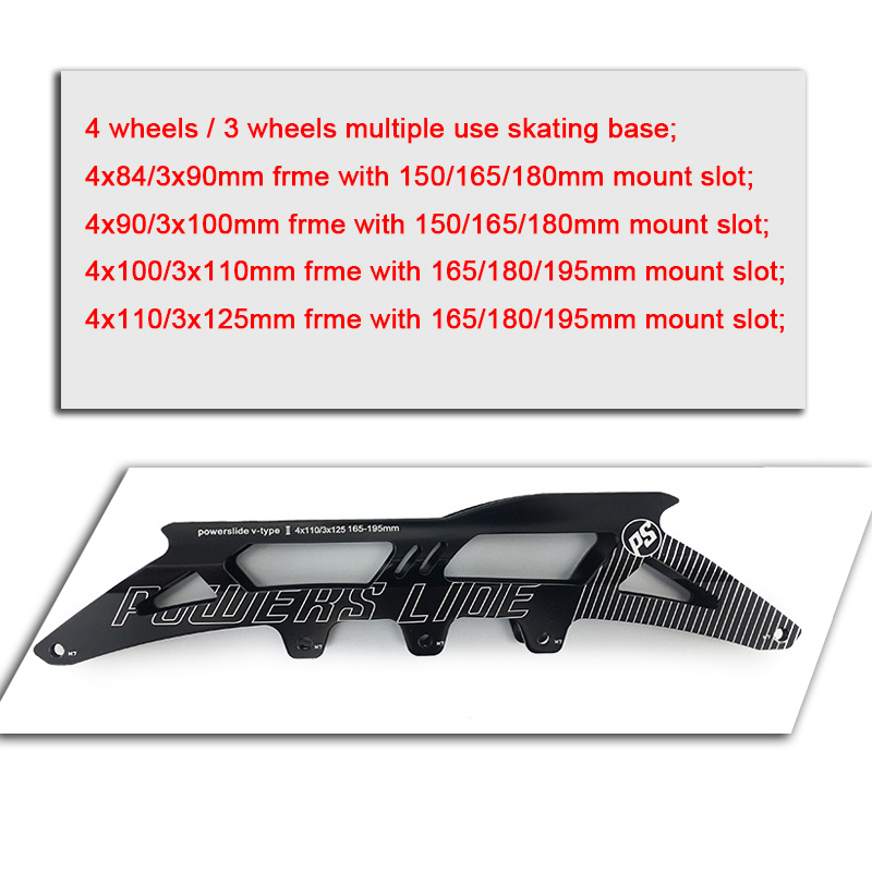 Powerslide Speed Skate Frame V-type 4 or 3 Wheels Mutiple Use Inline Speed Skates Chassis Racing Slalom FSK Roller Skating Base