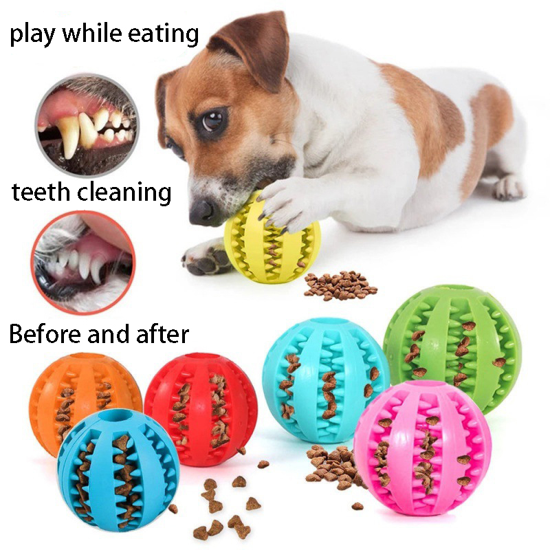 Food Ball Dog Toy Interactive Rubber Balls for Small Large Dogs Puppy Cat Chewing Toys Pet Tooth Cleaning