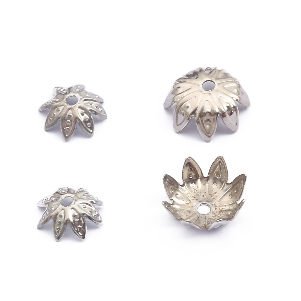 100Pcs 8mm 10mm Lotus Flower Metal Loose Spacer Bead Caps Cone End Beads Cap Filigree For DIY Jewelry Finding Making Earrings