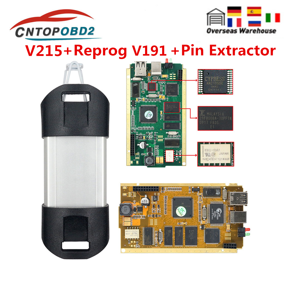 Newest V216 Can Clip For Renault Full Chip CYPRESS AN2131QC AN2135SC OBD2 Car Diagnostic Tool Dialogys+Pin Extractor+Reprog V191