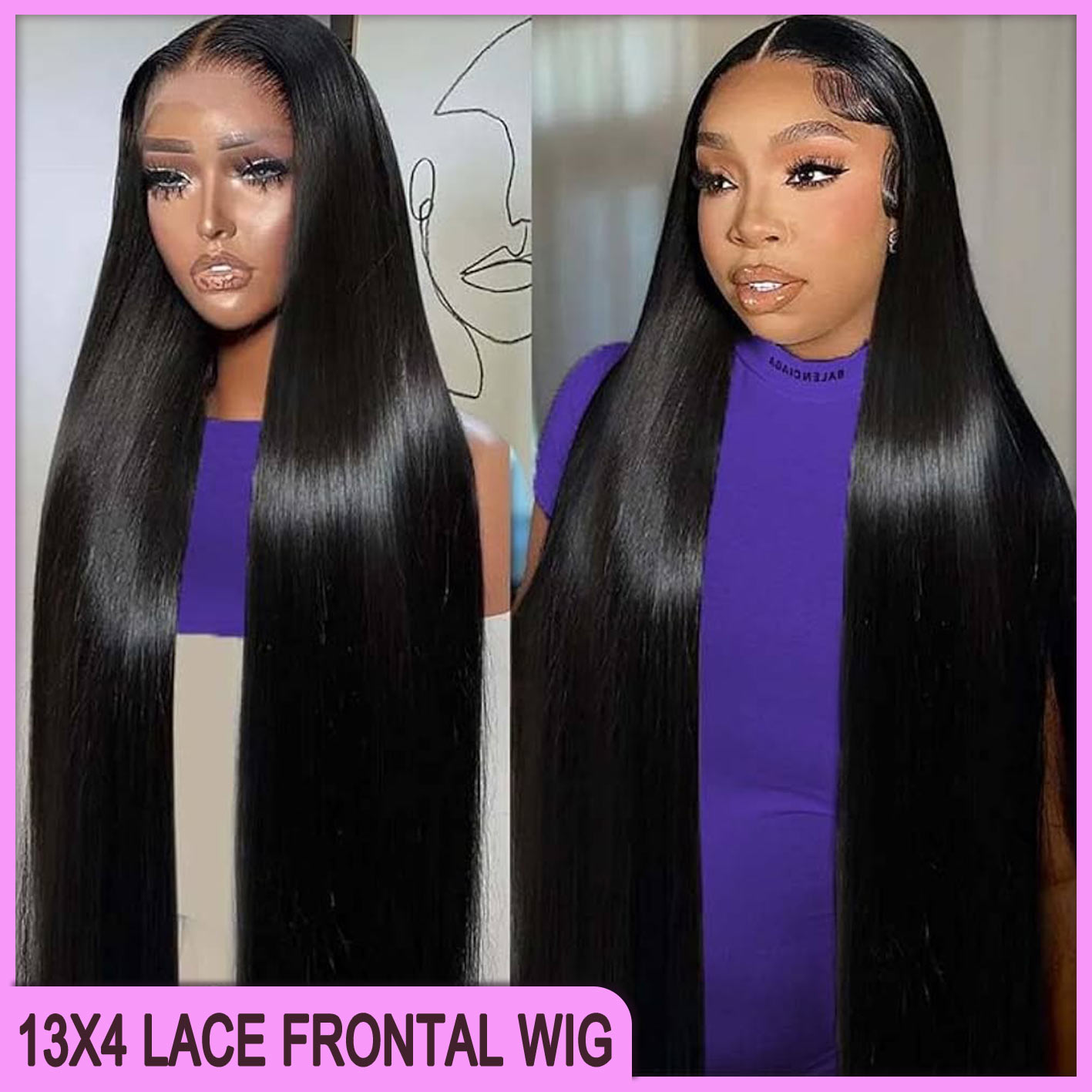 Peruvian Indian Brazilian Natural Black Silky Straight 13x4 Transparent Lace Wig 20 22 24 26 28 Inch 100% Raw Virgin Remy Human Hair