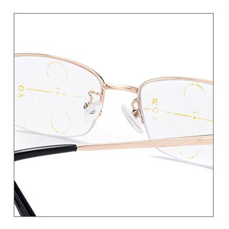 High Quality Half Rim Progressive Multifocal Lens Reading Glasses For Women Men Presbyopia Lens Metal Glasses Magnifier Gafas N9