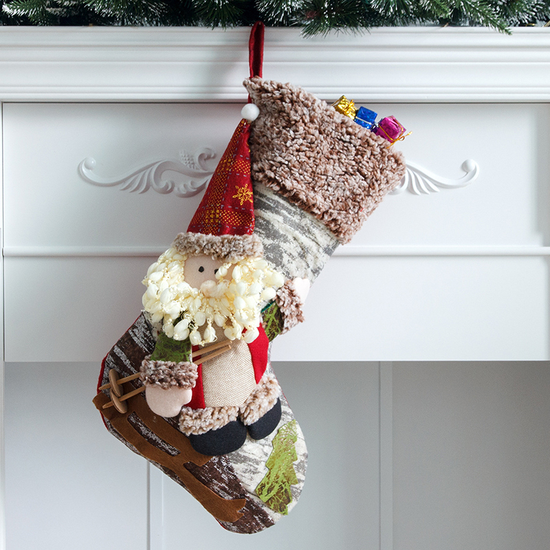 1pc New Christmas Children's Socks Gift Bag Atmosphere Ornaments Large Christmas Socks Gift Candy Socks Surprise Party Hangings