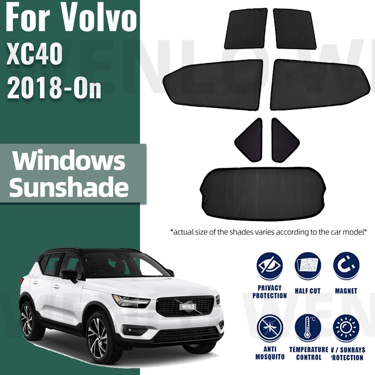 For XC40 2018-2023 2024 Rear Side Window Sun Shade Visor Car Sunshade Accessories Front Windshield Mesh Vehicle Curtain