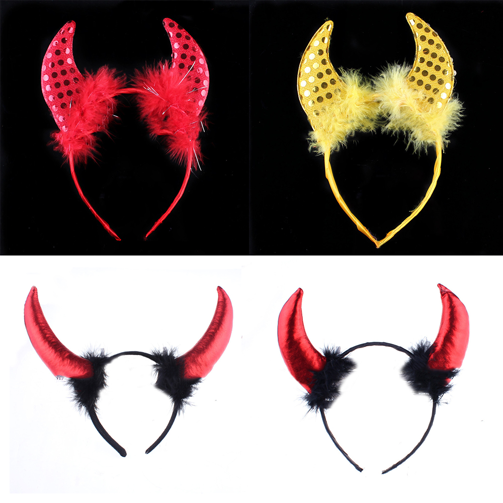 5pcs New Hair Accessories for Women Devil Horn Headband 4 Styles Cosplay Costume Headbands Halloween Party Cute Hairbands Red