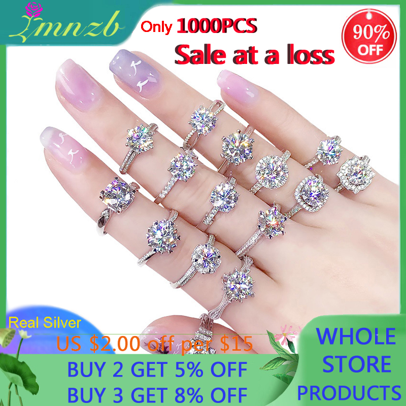 LMNZB Luxury Genuine Tibetan Silver Wedding Band Eternity Rings For Women Best Gift For Women Wholesale Lots Bulk Jewelry