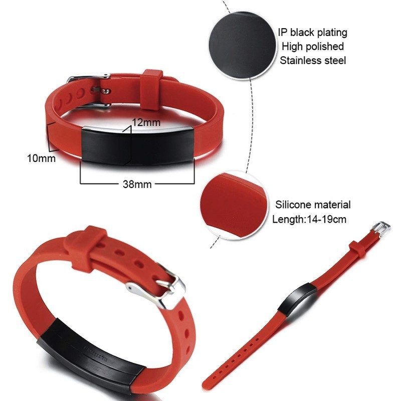 Personalize Waterproof Soft Silicone Sports Medical Alert ID Bracelets for Women Men Bangle Adjustable Watch Band Design