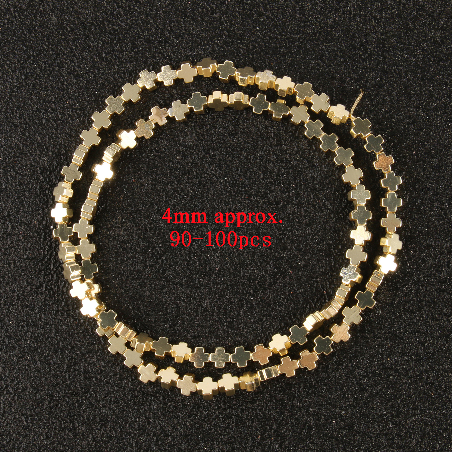 Natural Stone Cross 9K Gold Plated Hematite Rondelle Loose Spacer Beads for Jewelry Making Gift DIY Bracelet Accessories 4 6 8mm