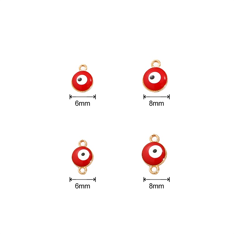6/8mm 10pcs Cute Mini Enamel Evil Eye Beads Charm Connectors for DIY Bracelet Earring Pendant Making Jewelry Making Accessories