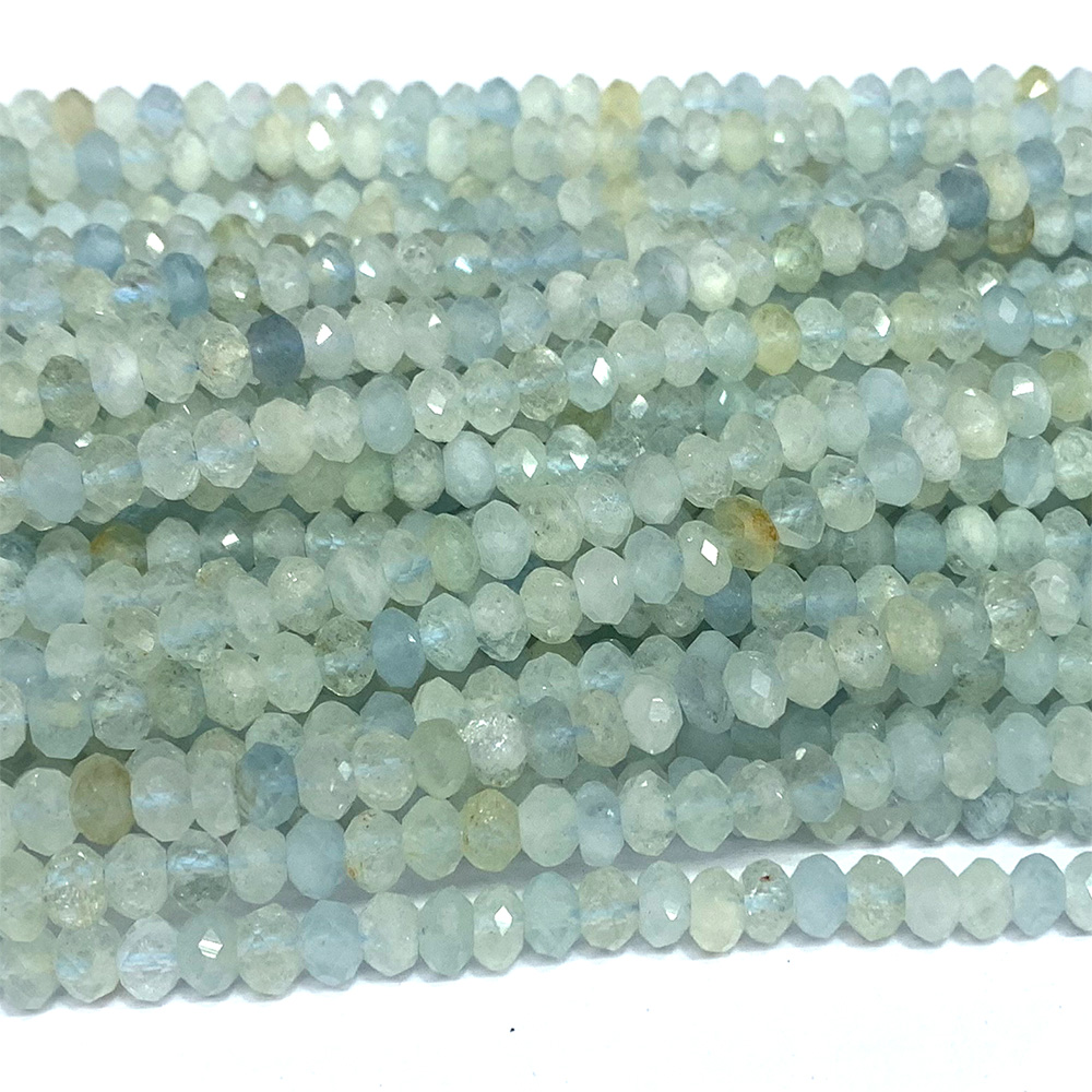 Veemak Aquamarine Natural DIY Necklace Bracelets Earrings Ring Faceted Small Rondelle Crystal Gemstones Beads For Jewelry Making