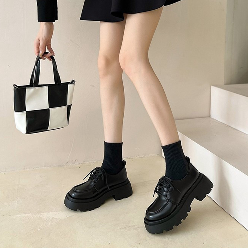 2025 new Platform Leather&matte Lace-up Oxfords Women British Daisy Low-top Sneakers Creepers Round Toe Daddy Shoes Woman 03c0 d978 2137