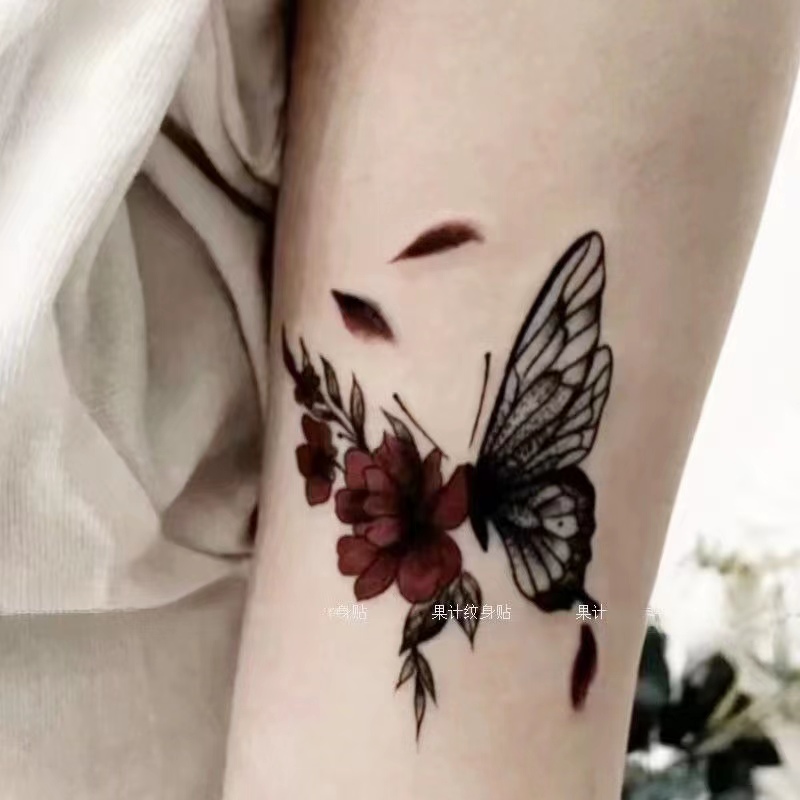 9pc/Lot Butterfly Rose Waterproof Temporary Tattoo Stickers Arm Ankle Female Fake Tattoo Collarbone Flower Art Tatoo Temporales