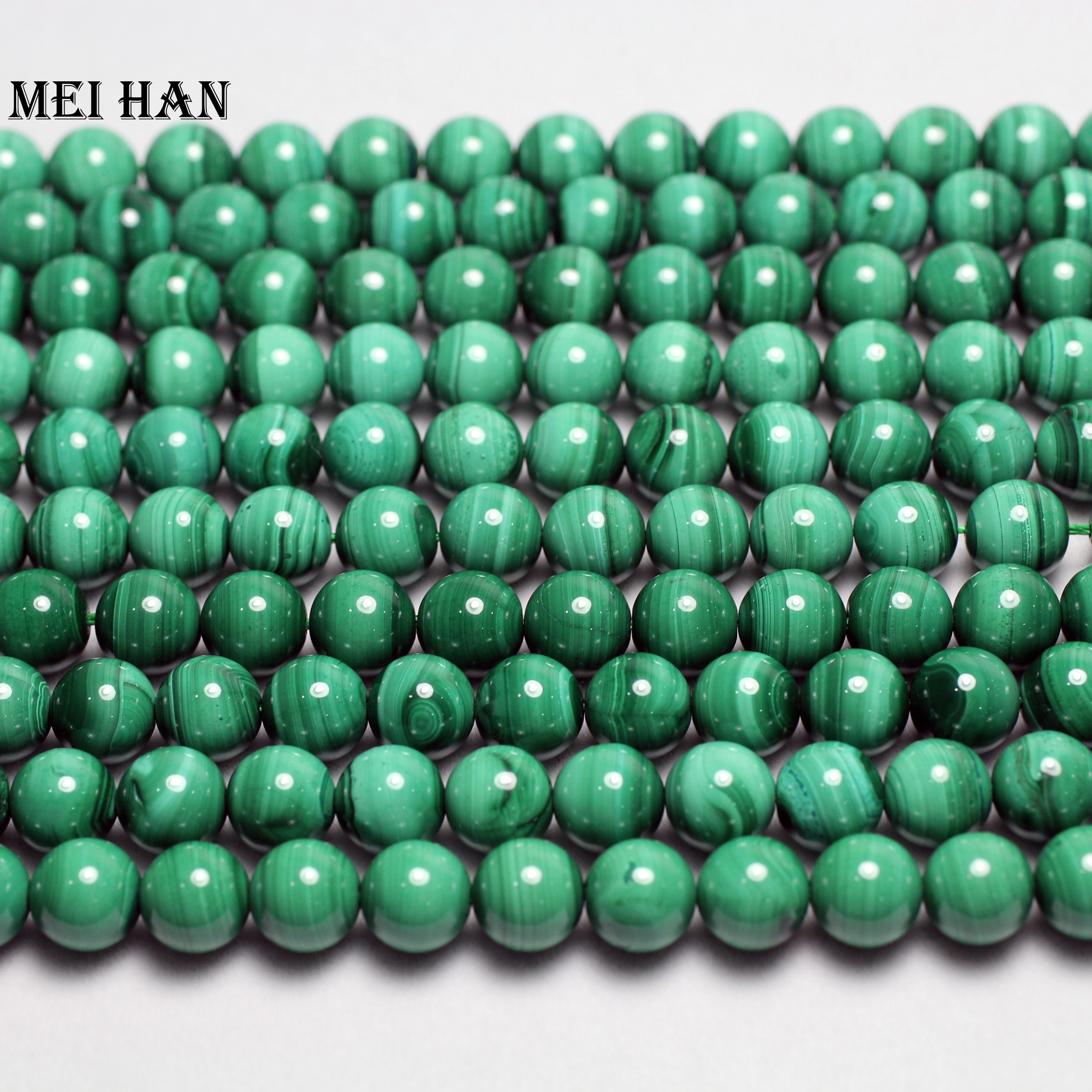 Meihan Wholesale Natural Malachite 10mm & 12mm Smooth Round Beads For Jewelry Making Bracelet Necklace Design