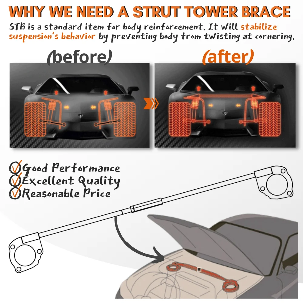 for Mazda 3 Axela MK3 BM BN 2013-2018 for Mazda CX-4 1Front Strut Bar Tower Brace Upper Shock Stabilizer STB Anti-Roll Sway Bar