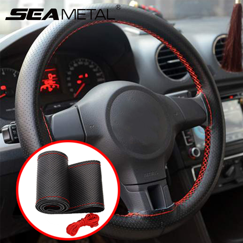 DIY Car Steering Wheel Hand Sewing Cover Microfiber Leather Car Wheel-Cover Breathable Steer Cover Cubre Volante Auto Decoration