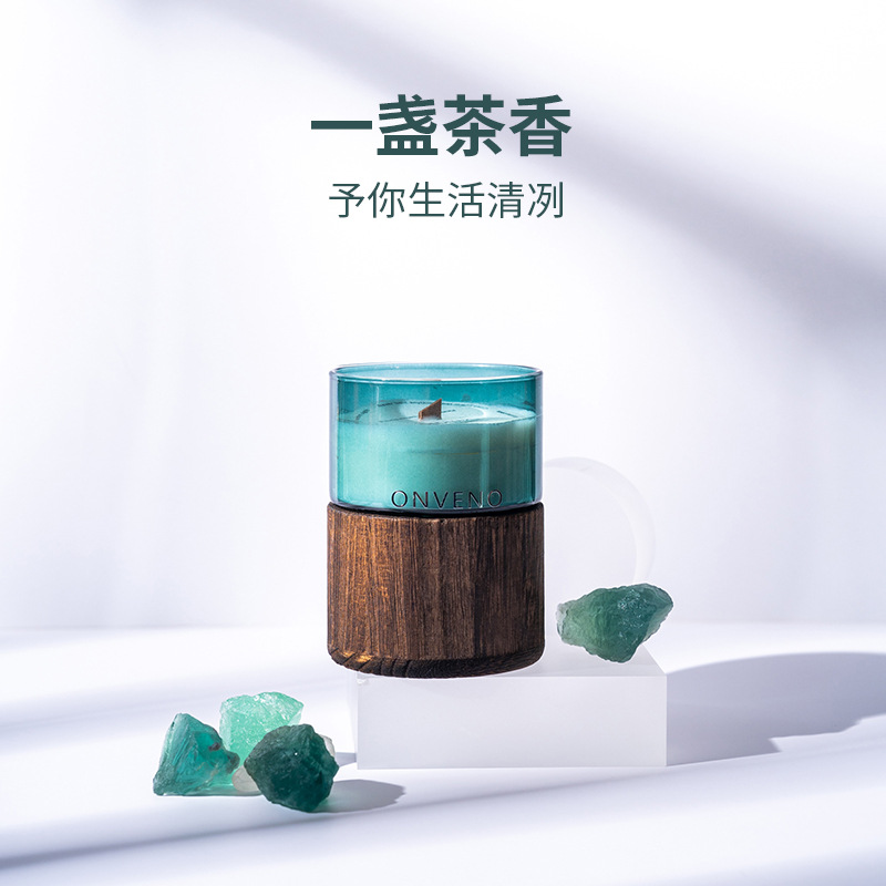 Aromatherapy Scented Candle with Crystal Stone Kit Fragrance Household Indoor Long-lasting Bedroom Mood Calming Essential Oil