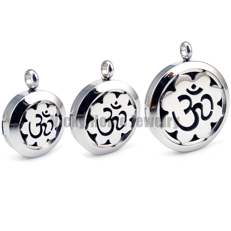 Lotus with OM Essential Oils Diffuser Locket Aromatherapy Locket Necklace Free Pads
