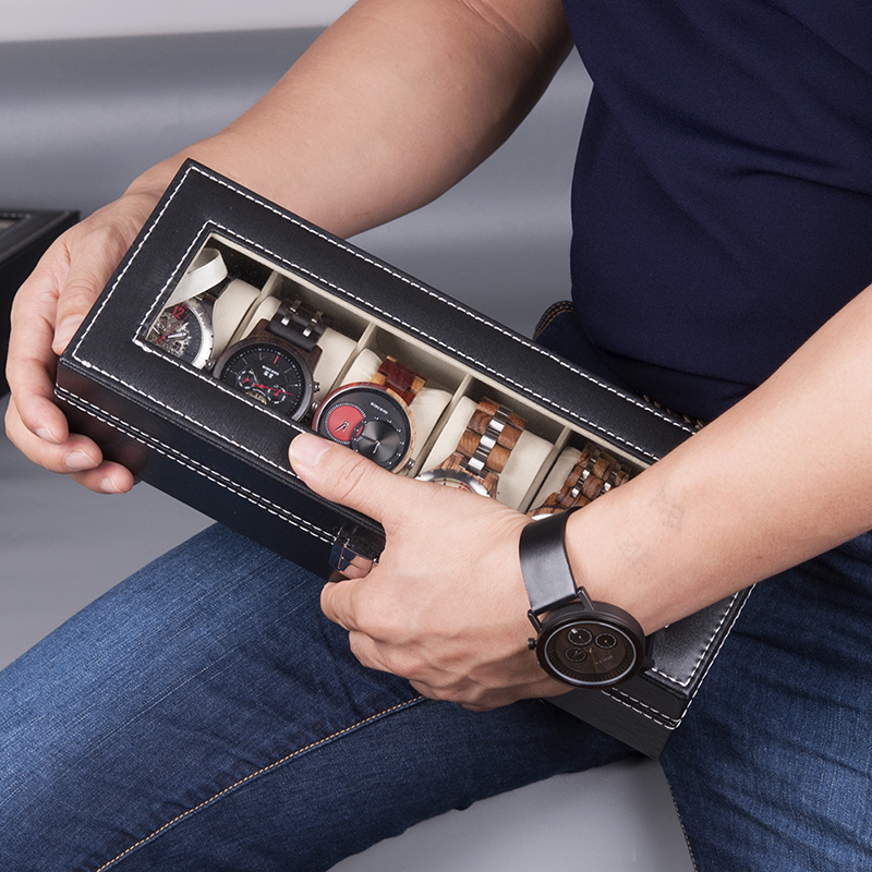 BOBO BIRD Leatherette Wrist Watch Display Box Organizer Storage Box Watch Holder Jewelry Display Case saat kutusu