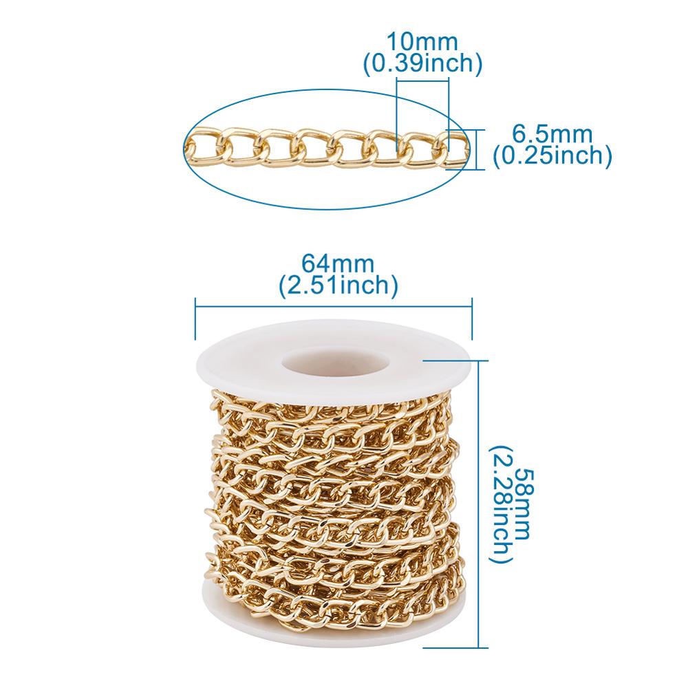 1 Roll 10x6.5x1.8mm Aluminium Unwelded Twisted Curb Chains with Spool ,5m/Roll F50