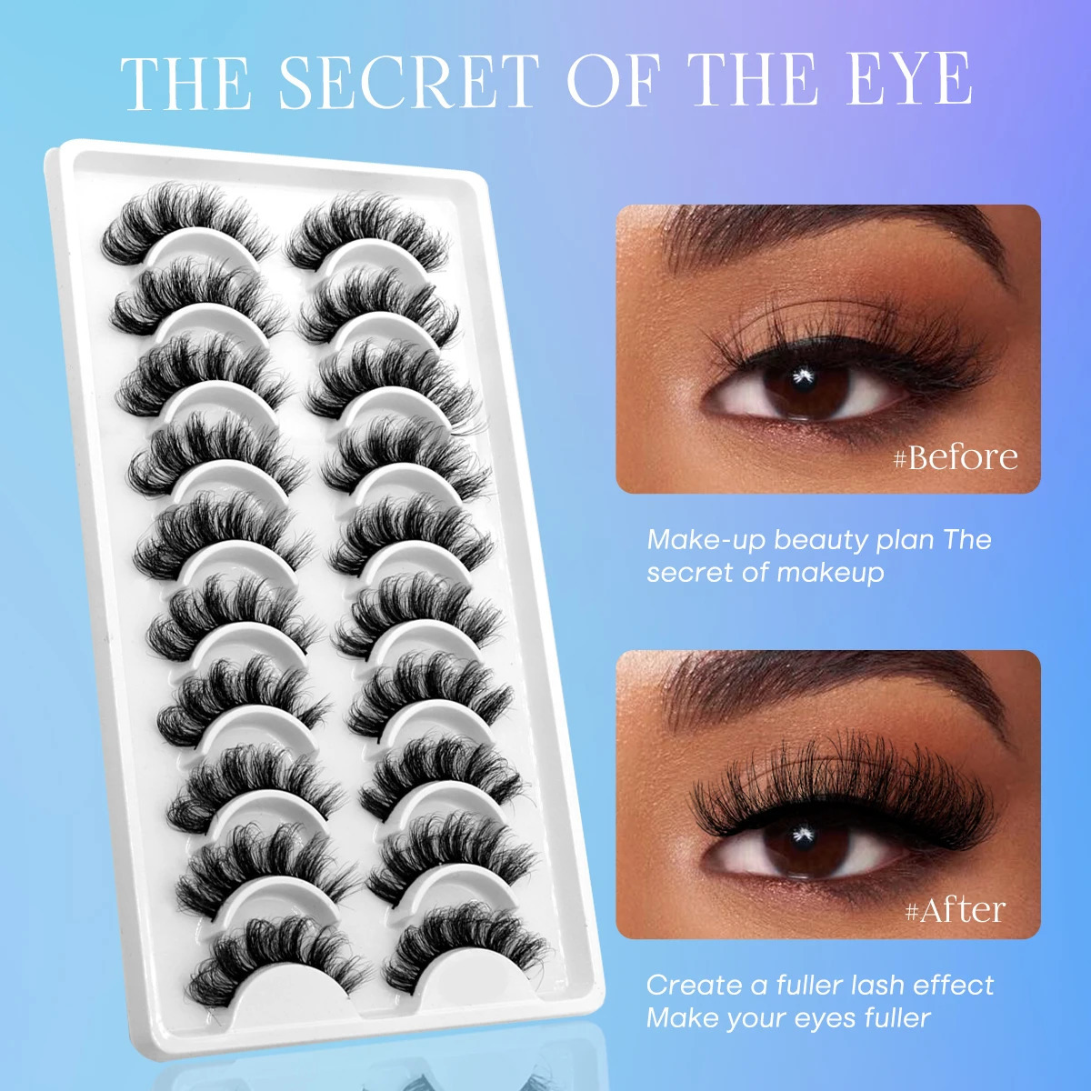 GROINNEYA 5/10 pairs 3D Mink Lashes Faux Mink Fluffy Lash Soft Full Thick Wispy Eyelash Dramatic False Eyelashes Makeup 240624