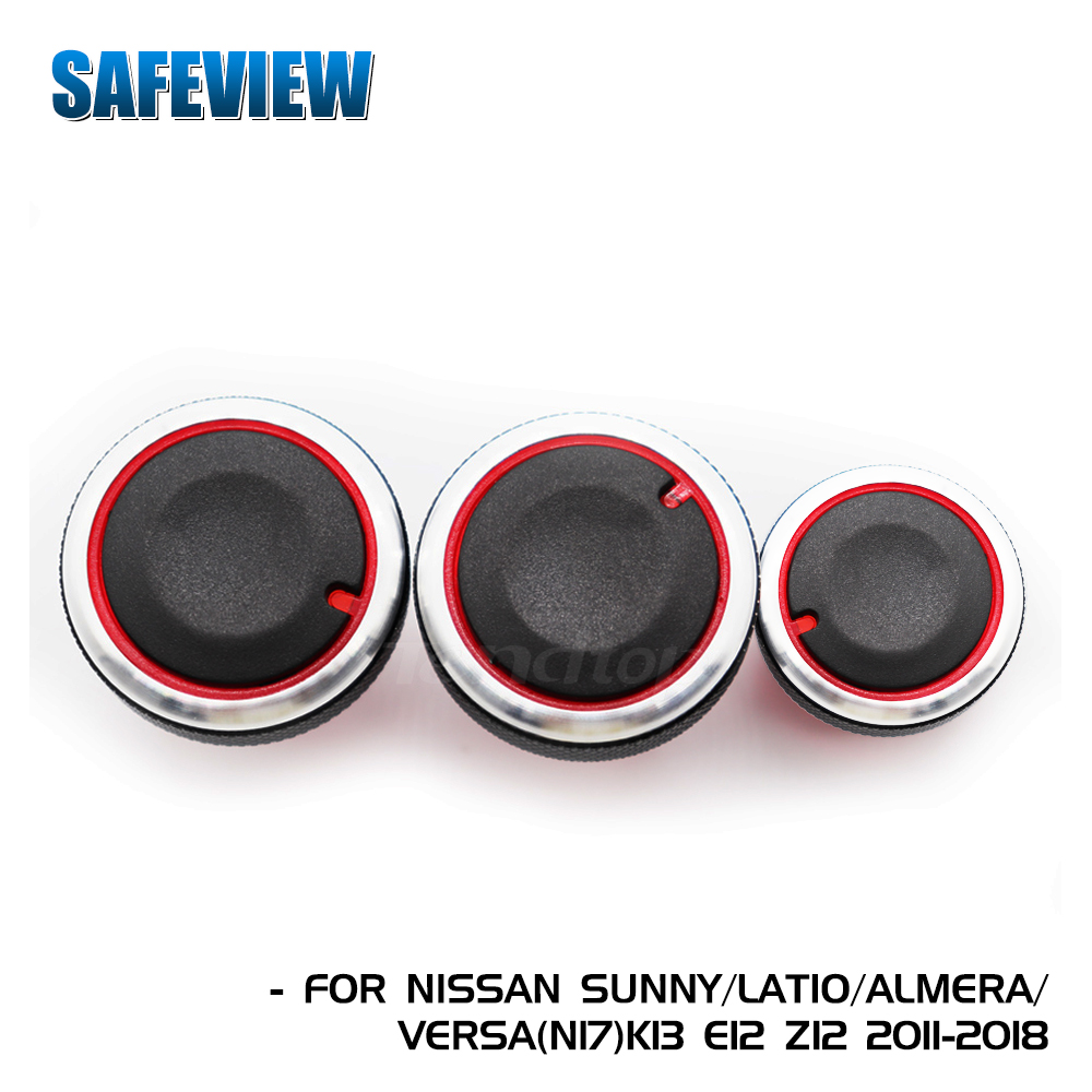 3Pcs For Nissan New Sunny March Latio Almera Versa N17 K13 E12 E12 2011-2017 Air Conditioning Control Ac Knobs Car Styling
