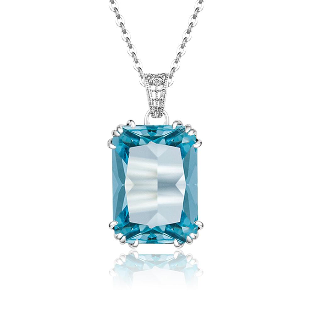 Szjinao Aquamarine Pendant Necklace Earrings Ring Set Real 925 Sterling Silver Gemstones Jewelery Sets Silver 925 Jewelry New