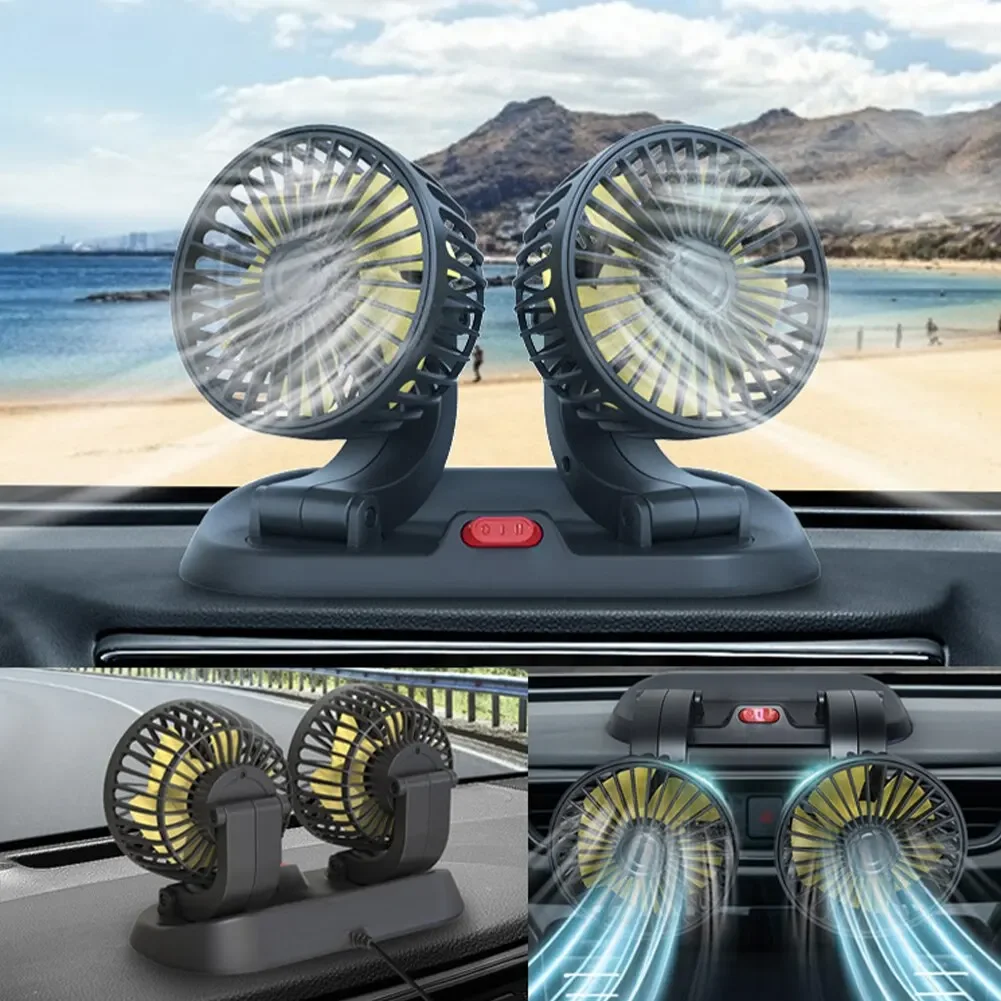 5V Car Fan Cooling Car Fan Dual Head Usb Car Fan 2 Speeds Adjustable Auto Cooler Air Fan Car Accessories Wind Regulation