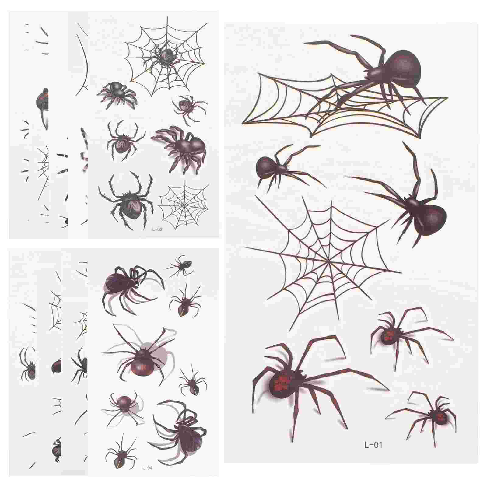 20 Sheets Spider Tattoo Sticker Spiderweb Tattoos Stickers Transfer Cobweb Temporary