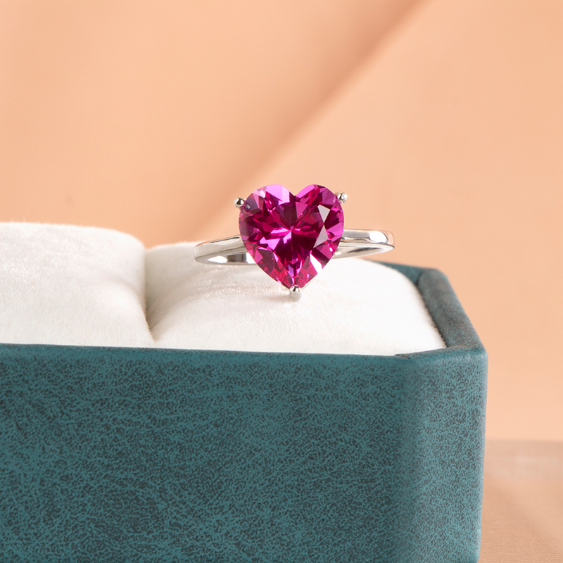 Cellacity Classic 925 sterling silver rings for women with heart shape 10mm 7 Color gemstones silver fine Jewelry gift size 6-10