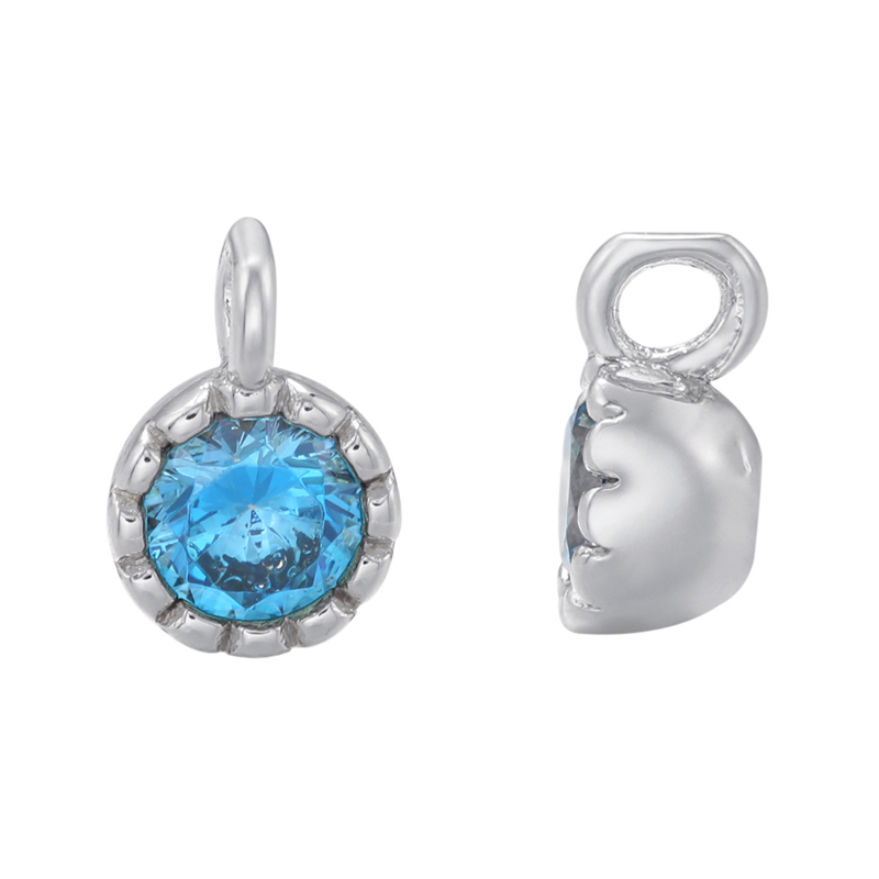 5x9mm Brass Cubic Zirconia Flower Charms Pendants Links, Hole: 1.5mm, Model: VD248