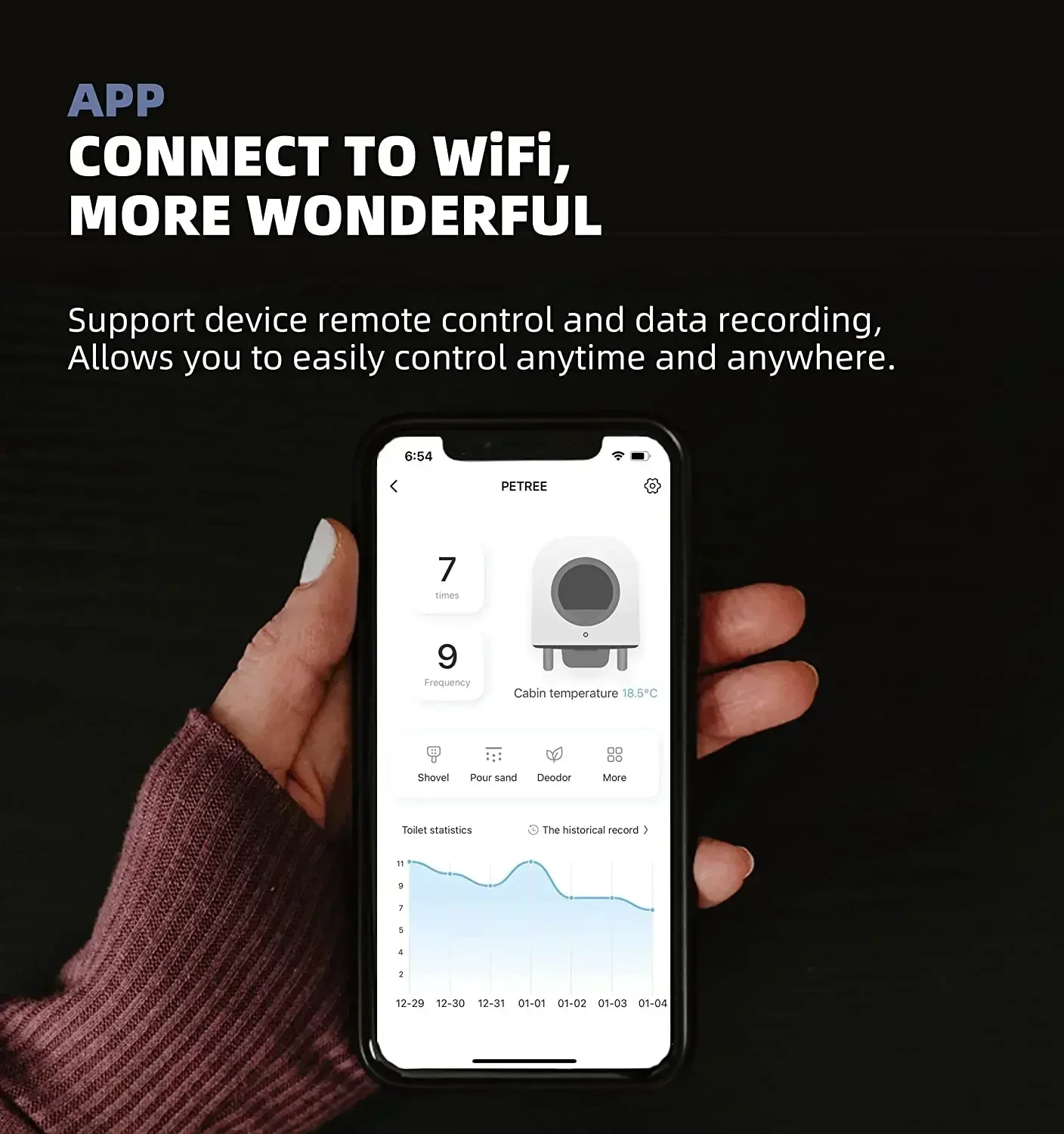 56L Automatic Smart Cat Litter Box Self Cleaning Sandbox Wifi Support Remote Control Pet Closed Tray Toilet Detachable Bedpans