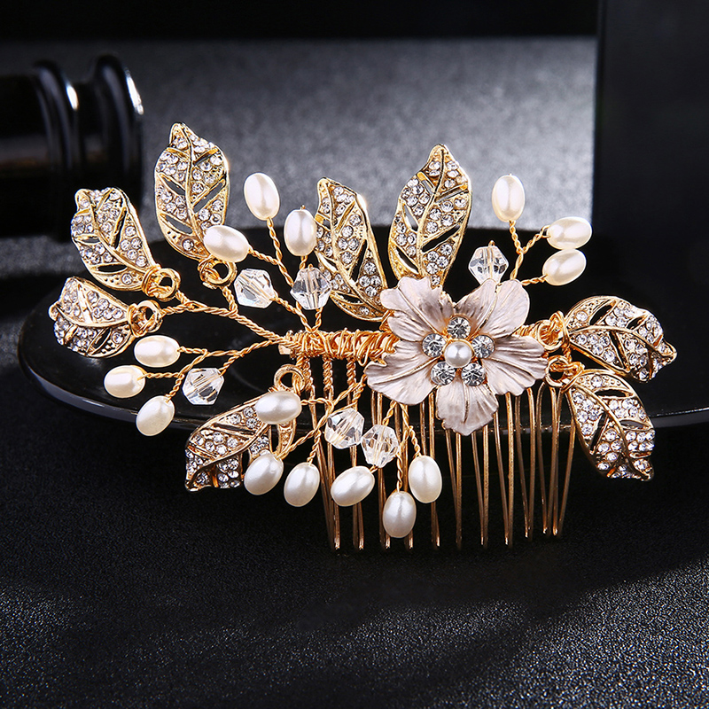 Efily Bridal Wedding Hair Accessories Crystal Flower Hair Combs Clips for Women Bride Headpiece Bridesmaid Party Jewelry Gift