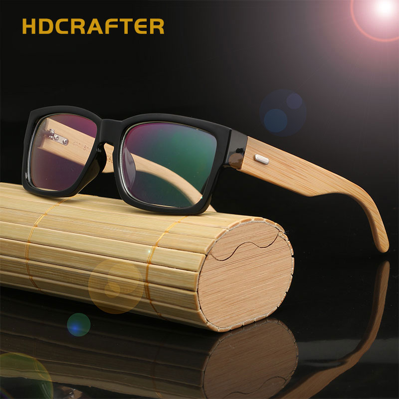 HDCRAFTER Wooden Eyeglasses Frames Men Oversized Bamboo Glasses Frame Rectangle Spectacles Reading Optical Glasses Frames