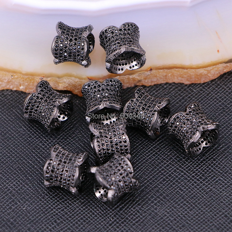10PCS ZYZ183-9607 Micro Pave CZ Flower Connector Beads Fits charm bracelets Necklace Beads For Jewelry Making