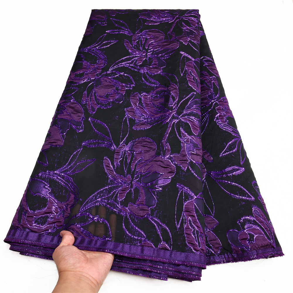 African Brocade Jacquard Fabric Nigerian Floral Damask Cloth Gilding Lace Material Brocard Tissu 5Yard For Party Dress