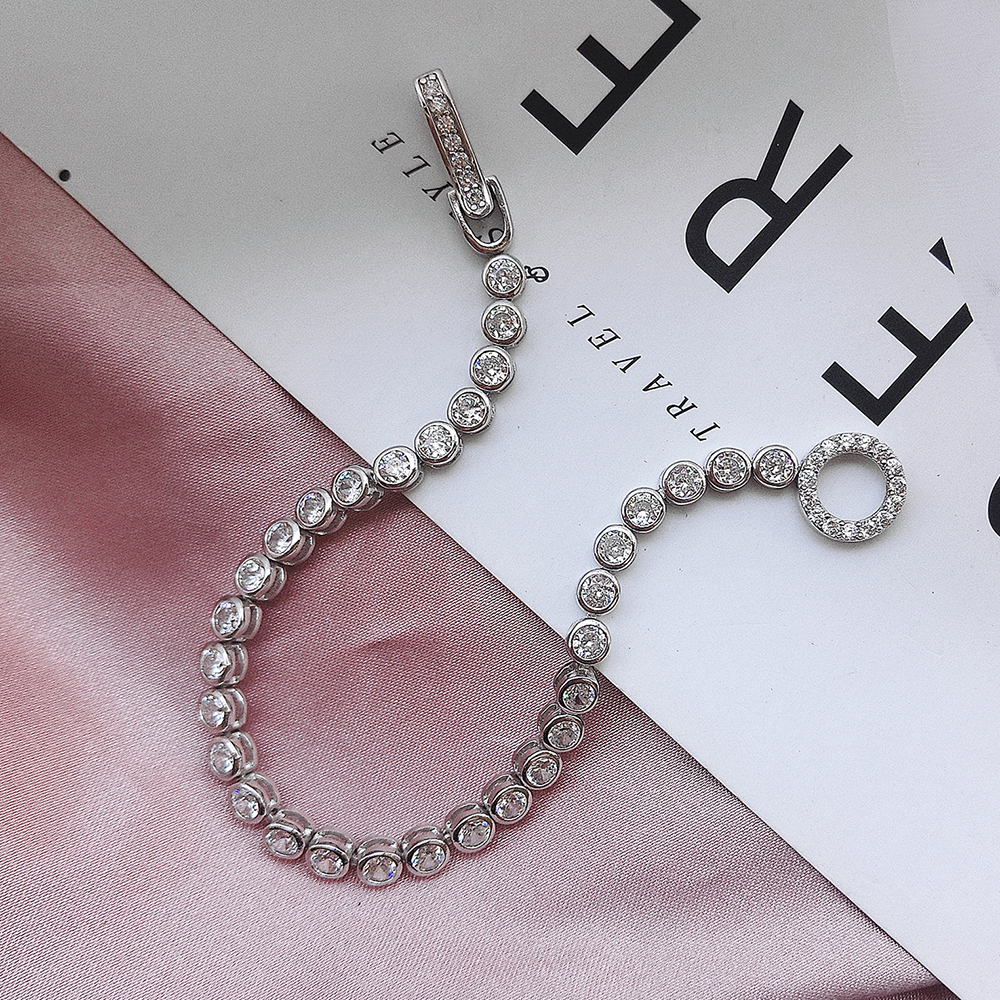 Real 925 Silver 15-19CM Bracelet 3MM Shiny Cubic Zirconia Lovely Jewelry Eternal Wedding Gift Beautiful Fine Jewellery For Women