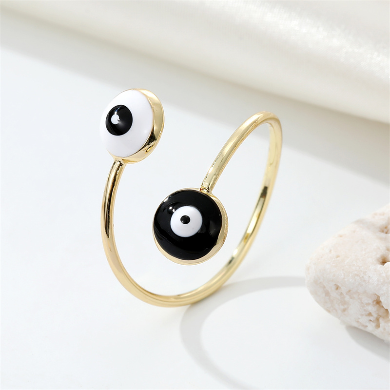 Enamel Turkish Turkey Evil Eye Finger Rings For Women Gift Trendy Simple Blue Eye Adjustable Rings Party Wedding Jewelry R423