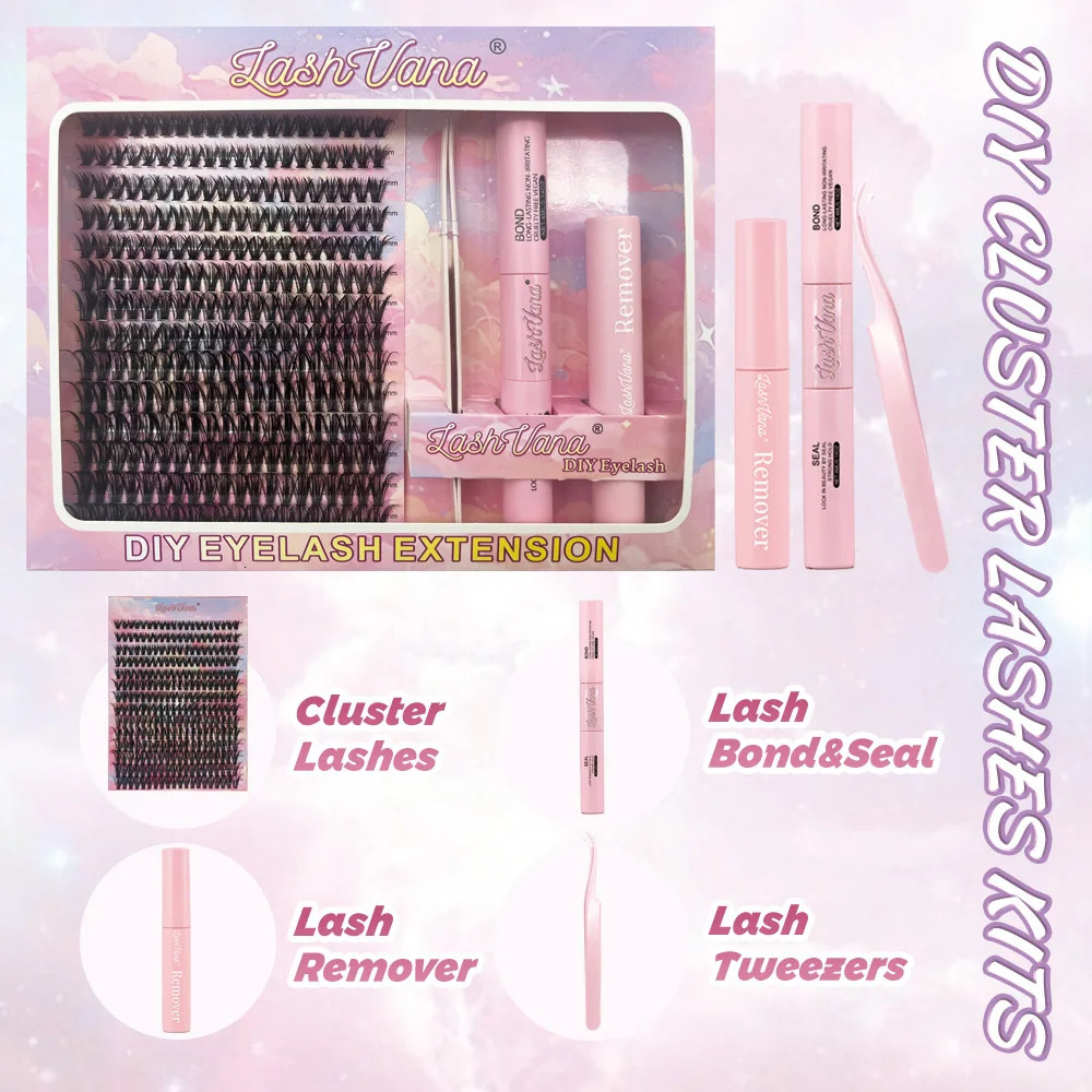 Eyelashes 280 PCS 8-16mm Clusters Lash Bond and Seal Makeup Tools DIY Lashes Extension Kit for Gluing Lashes Gluing Glue 240624