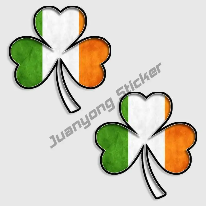 2 Pack Irish Flag Shamrock Decal Ireland Dublin Car Truck Iphone Window Sticker Kawaii Car Accessories Car Decor Glue Sticker