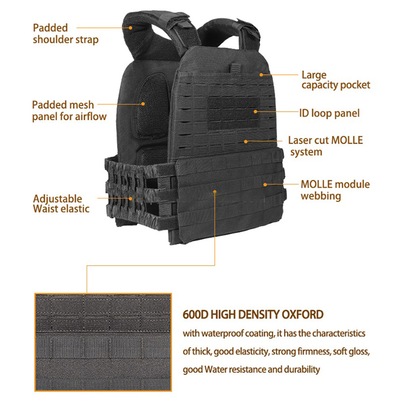 Adjustable Military Tactical Molle Plate Carrier Airsoft Vest Weight Bearing Crossfit Training Gear Hunting Combat Body Armor
