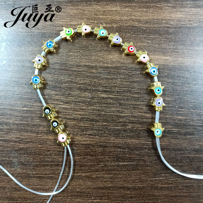 30pcs/lot Palm Evil Eye Beads For Jewelry Making 7mm Metal Spacers Bead Supplies Needlework DIY Bracelets Necklaces Accessories