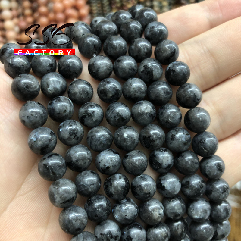 Natural Black Labradorite Stone Beads Round Larvikite Beads For Jewelry Making DIY Bracelet 4 6 8 10 12MM 15" Strand Wholesale