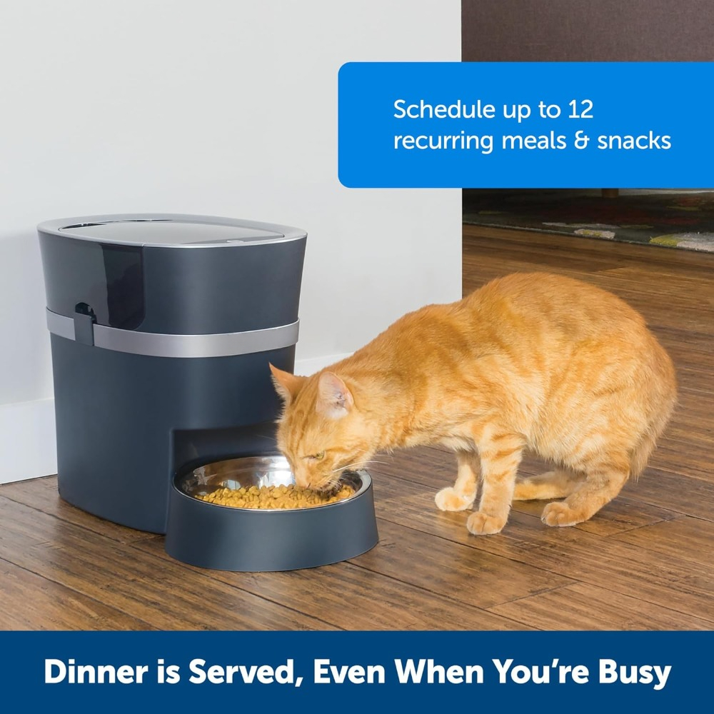 Smart Feed Electronic Pet Feeder for Cats & Dogs - 6L/24 Cup Capacity Programmable Mealtimes - Alexa