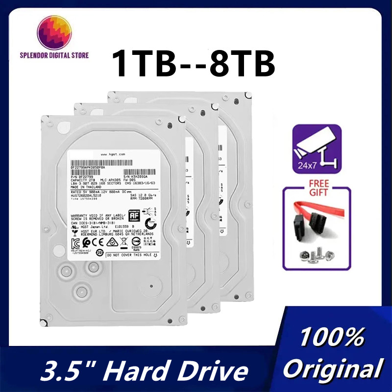 Original 8TB 6TB 4TB 2TB 1TB 3.5" Internal Hard Drive 7200rpm Surveillance HDD 64M Cache SATAIII 6.0Gb/s Monitoring HDD For HGST