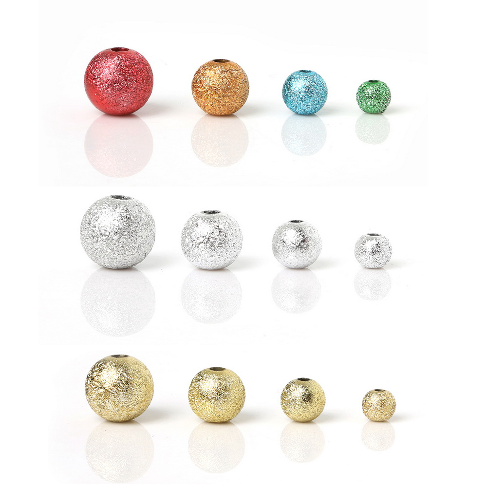 6mm/8mm/10mm/12mm Gold/Silver Color Mixed Round Spacer Beads Frosted Ball End Seed Beads For Jewelry Making Necklace Bracelet