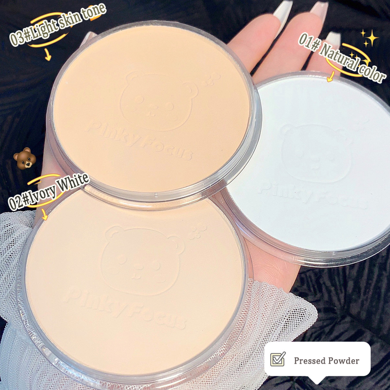 Cute Bear Makeup Pressed Powder Face Contour Palette Concealer Long-lasting Oil Control Natural Whitening Brighten Loose Powder