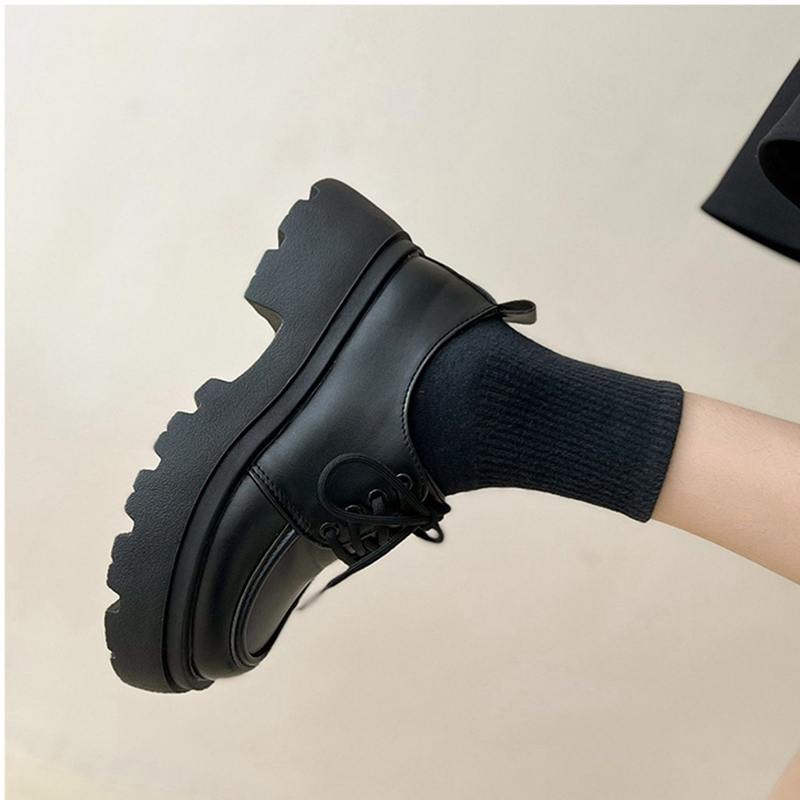 2025 new Platform Leather&matte Lace-up Oxfords Women British Daisy Low-top Sneakers Creepers Round Toe Daddy Shoes Woman 03c0 d978 2137